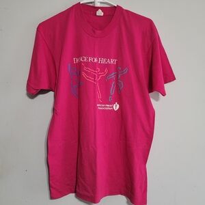 VTG 80'S Dance For Heart T Shirt Screen Stars Single Stitch‎ LARGE PINK TOP USA